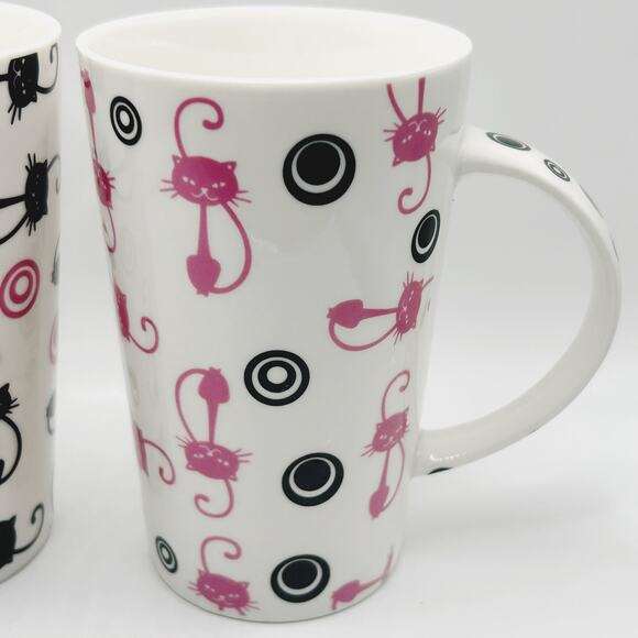 VNTG Maxwell Williams PussyCat PussyCat White Black & Pink Coffee Fine Mug Set - Picture 4 of 5